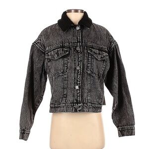 3x$20 Forever 21 Size S Acid Wash Black Sherpa Denim Jean Jacket